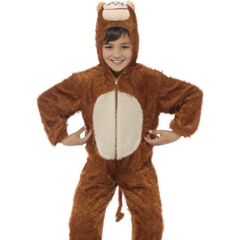 Monkey Costume Kids Brown Jumpsuit With Hood_1
