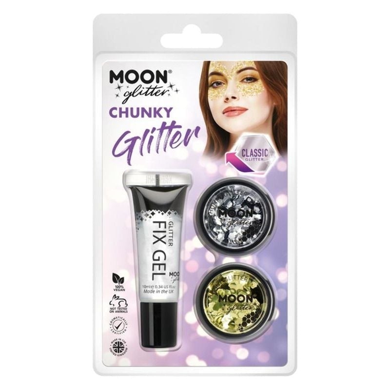Moon Glitter Classic Chunky Clamshell 3g - Fix Gel Set Costume Make Up 4