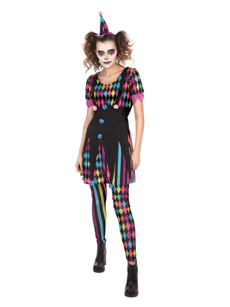 Mulitcolour Mischief Jester Clown Costume for Women_1