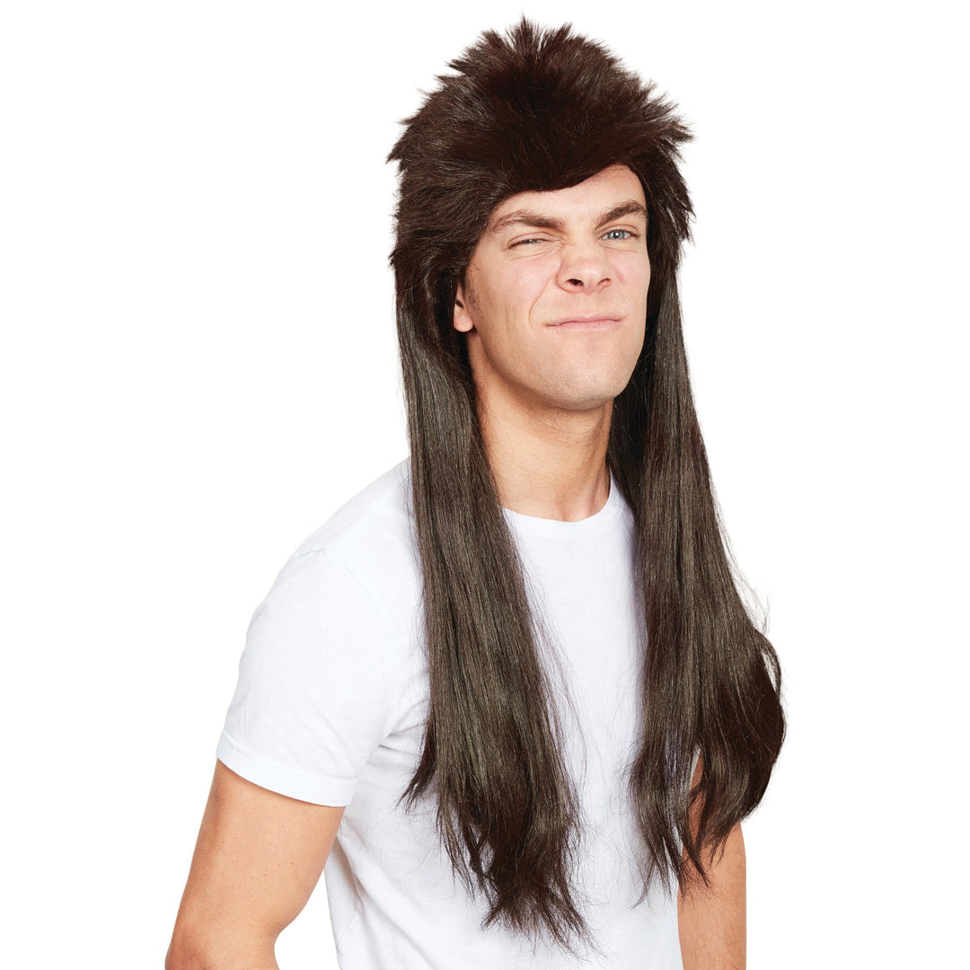 Mullet Wig Long Brown 1980s Hair_1