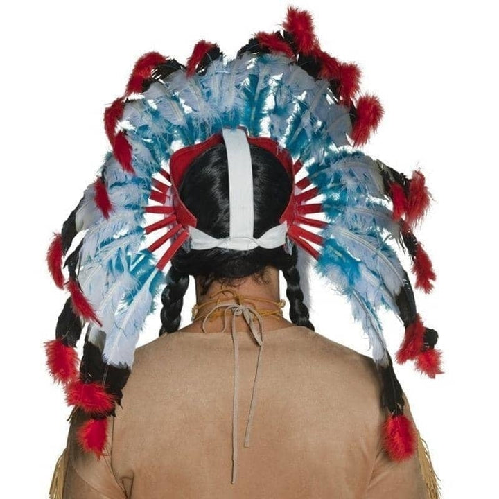 Native American Inspired Headdress Adult Blue Red White_2