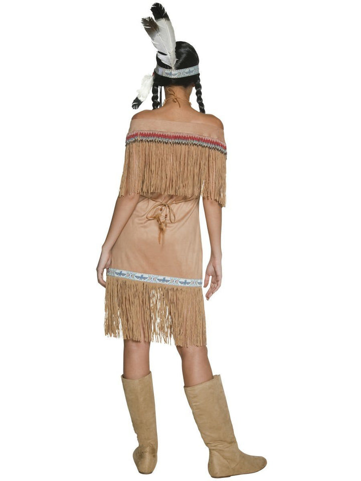 Native American Inspired Lady Costume Adult Beige Dress_4