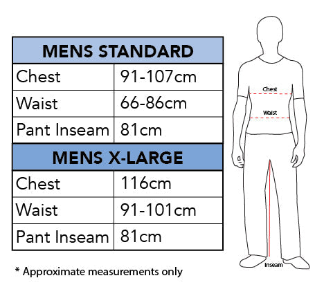 Size Chart Ninja Adult Costume Hooded Shirt