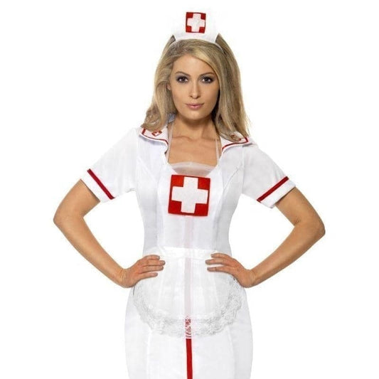 Nurses Set Adult White with Cap Garter and Net Apron 2