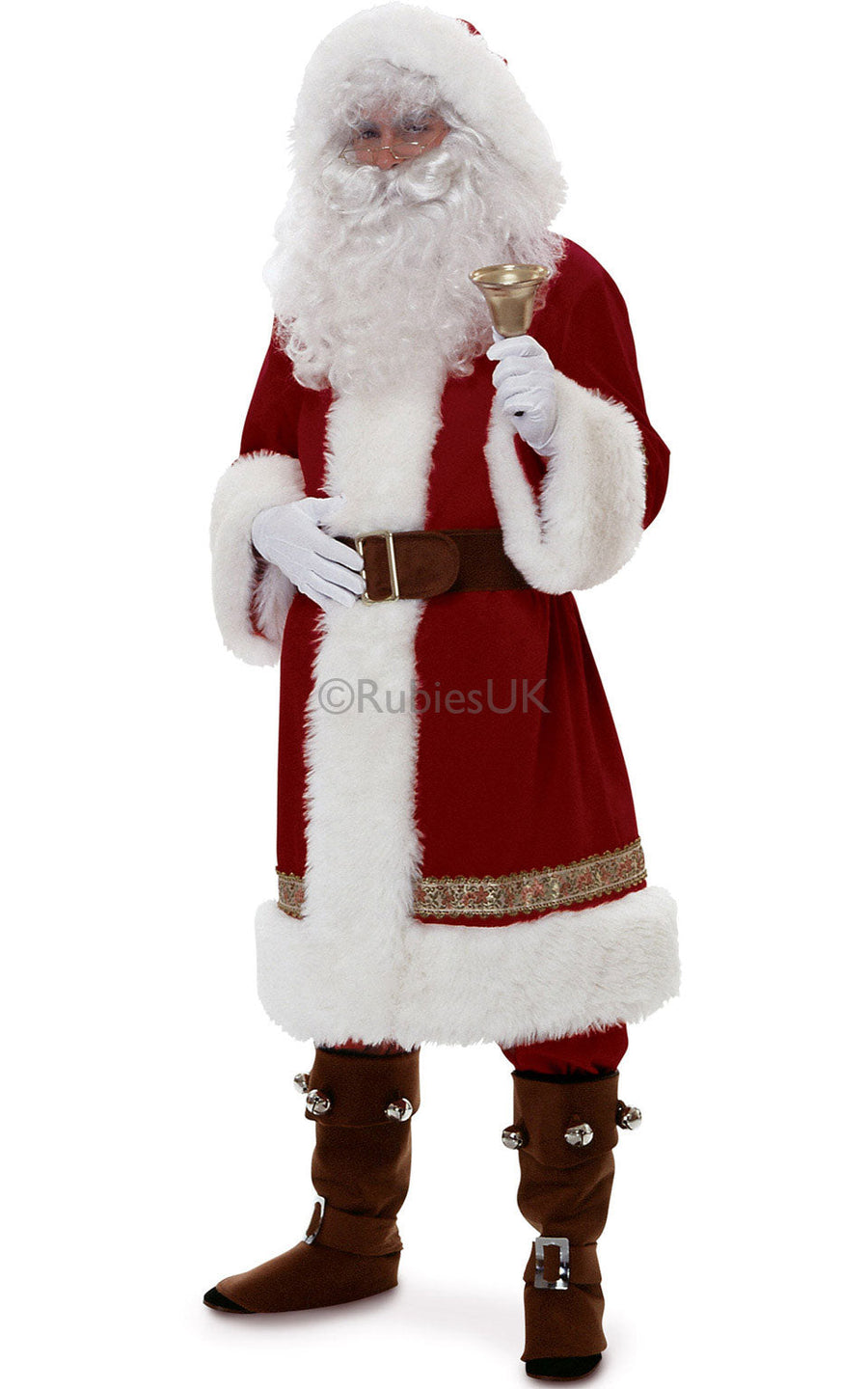 Old Time Santa With Hood Red Christmas Costume_1