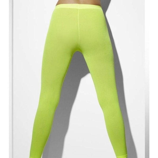 Opaque Footless Tights Neon Green 80s Adult Costume Accessory 2