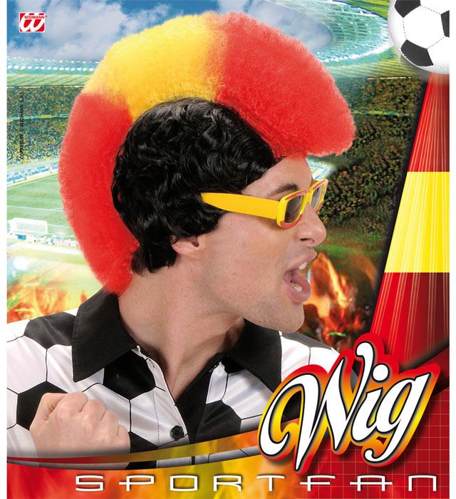 Red - Yellow - Red Supporter Man Wig In Box