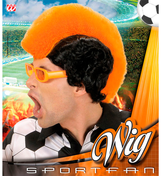 Orange Supporter Man Wig In Box