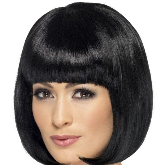 Partyrama Wig 12 Inch Adult Black Short Bob with Fringe Costume Hair 2
