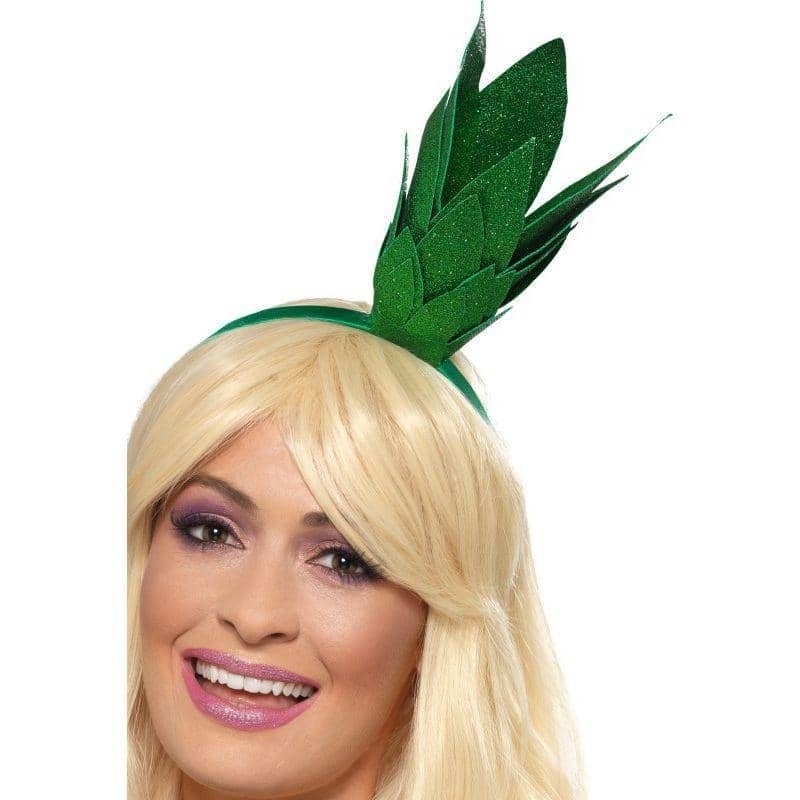 Pineapple Stalk Glitter Headband Adult Green_1