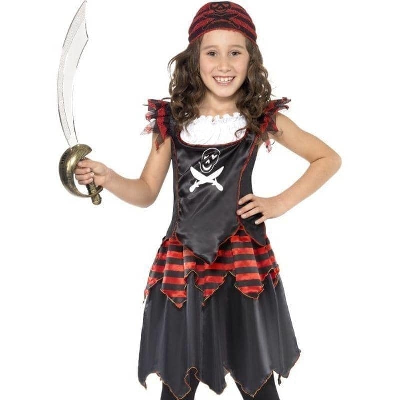 Pirate Skull & Crossbones Girl Costume Kids Red Black_1