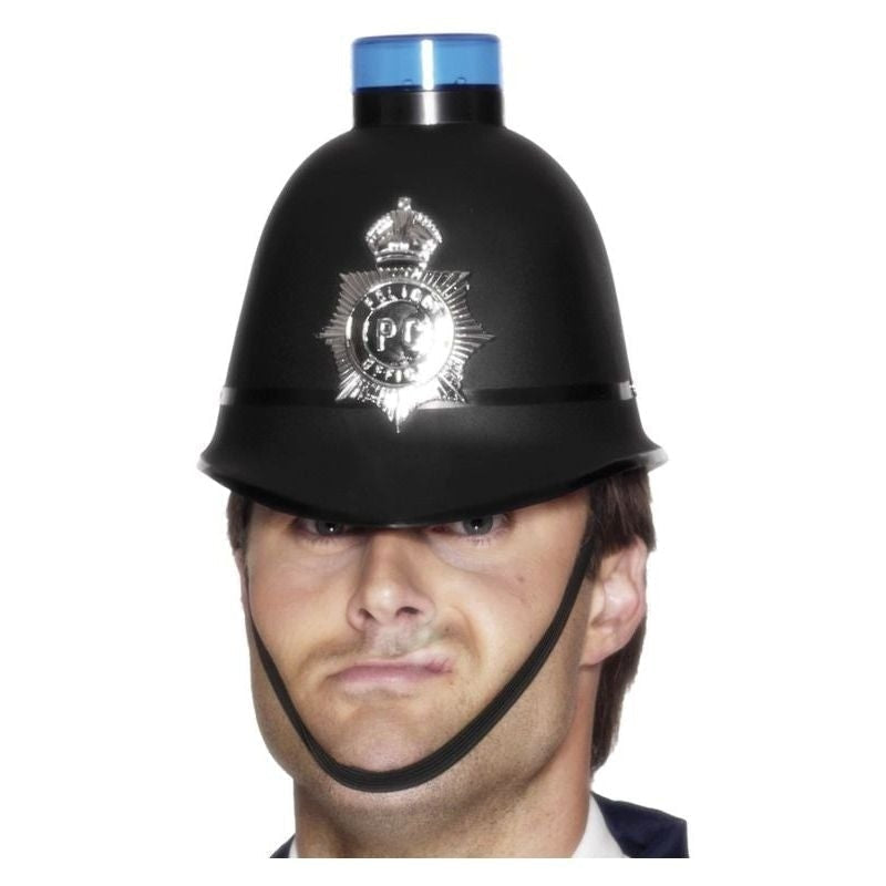 Police Helmet with Flashing Siren Light Adult Black 2