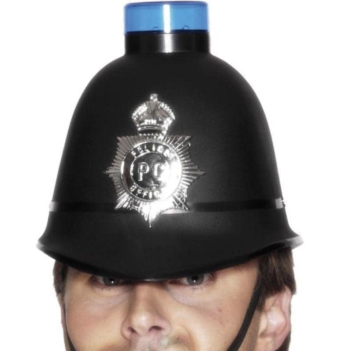 Police Helmet With Flashing Siren Light Adult Black_1