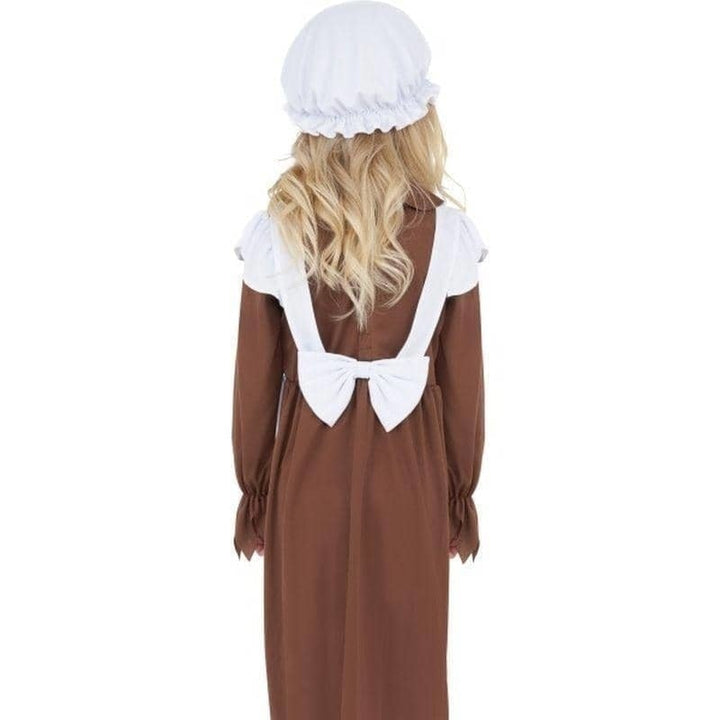 Poor Victorian Costume Kids Brown Dress White Apron Hat_3