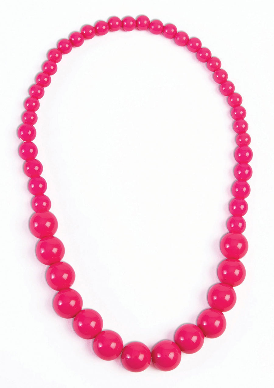 Pop Art Big Pearl Necklace Hot Pink Costume Accessories Female_1