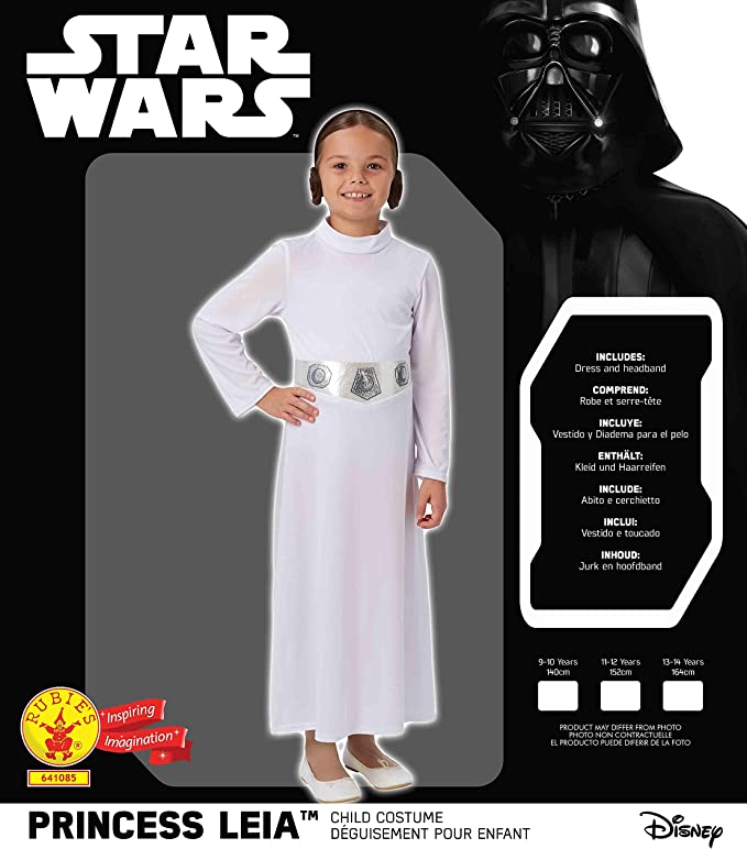 Princess Leia Costume Girls Long White Dress Belt Hair Buns_6