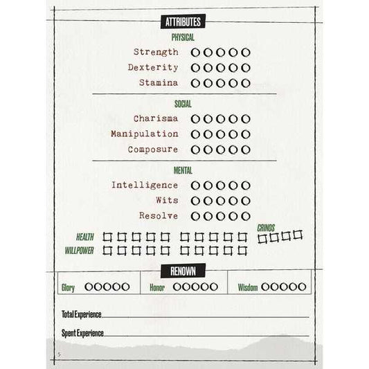 Werewolf: The Apocalypse 5th Edition Expanded Character Sheet Journal 2
