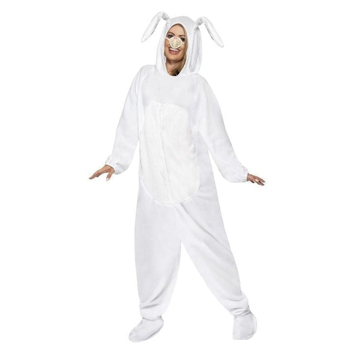 Rabbit Costume Adult White Onesie Nose Hood_4