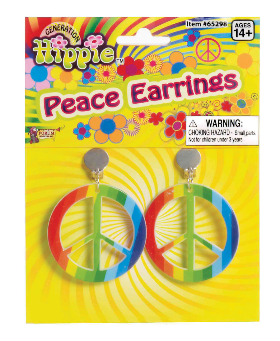 Rainbow Hippie Ear Rings Peace Costume Accessory_1