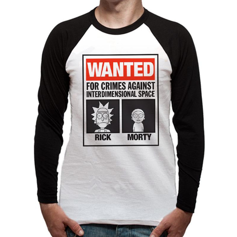 Rick and Morty Wanted Poster Baseball Shirt Long Sleeve Adult_1