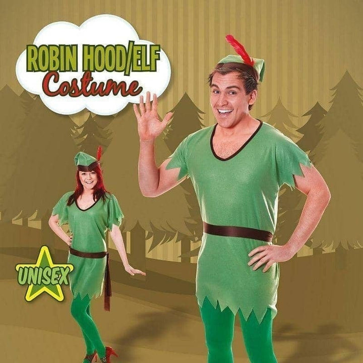 Size Chart Robin Hood Elf Adult Costume Green Tunic with Hat
