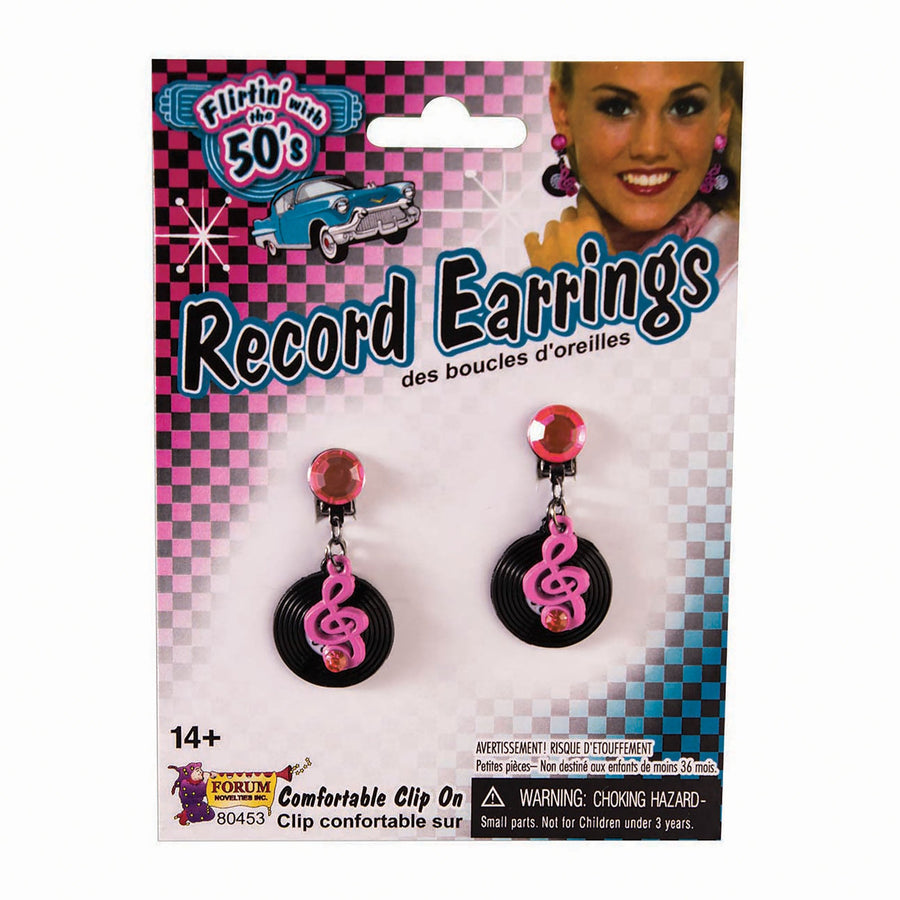 Rock and Roll Record Earrings 1950s Sock Hop Accessory_1