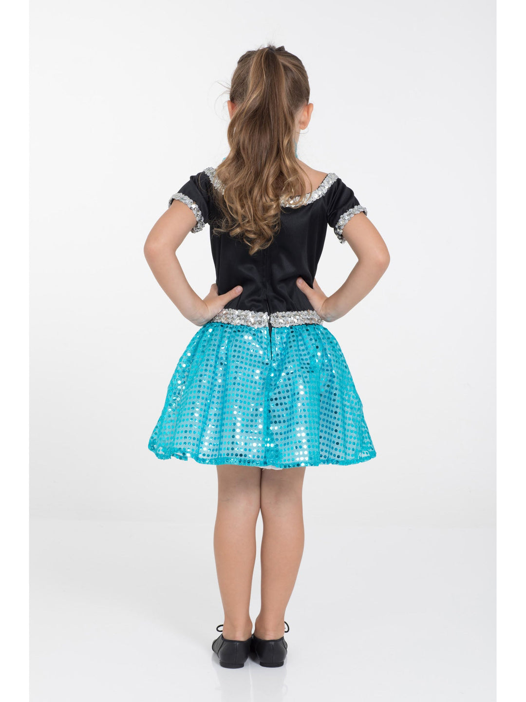 Rock and Roll Sequin Dress Turquoise Poodle Girl Costume_3