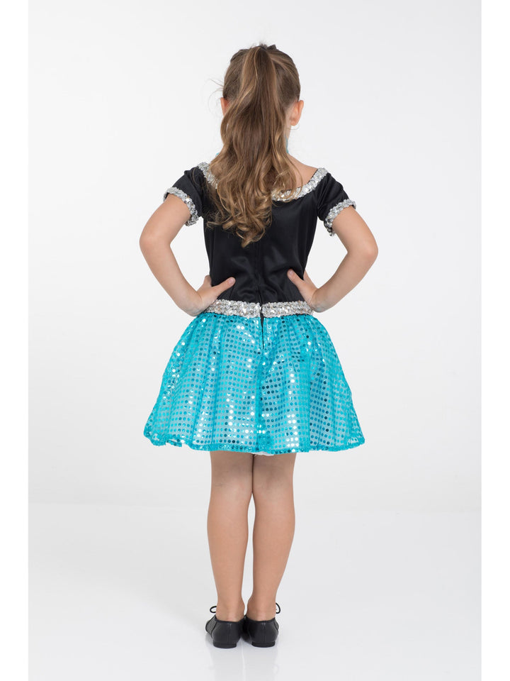Rock and Roll Sequin Dress Turquoise Poodle Girl Costume_3