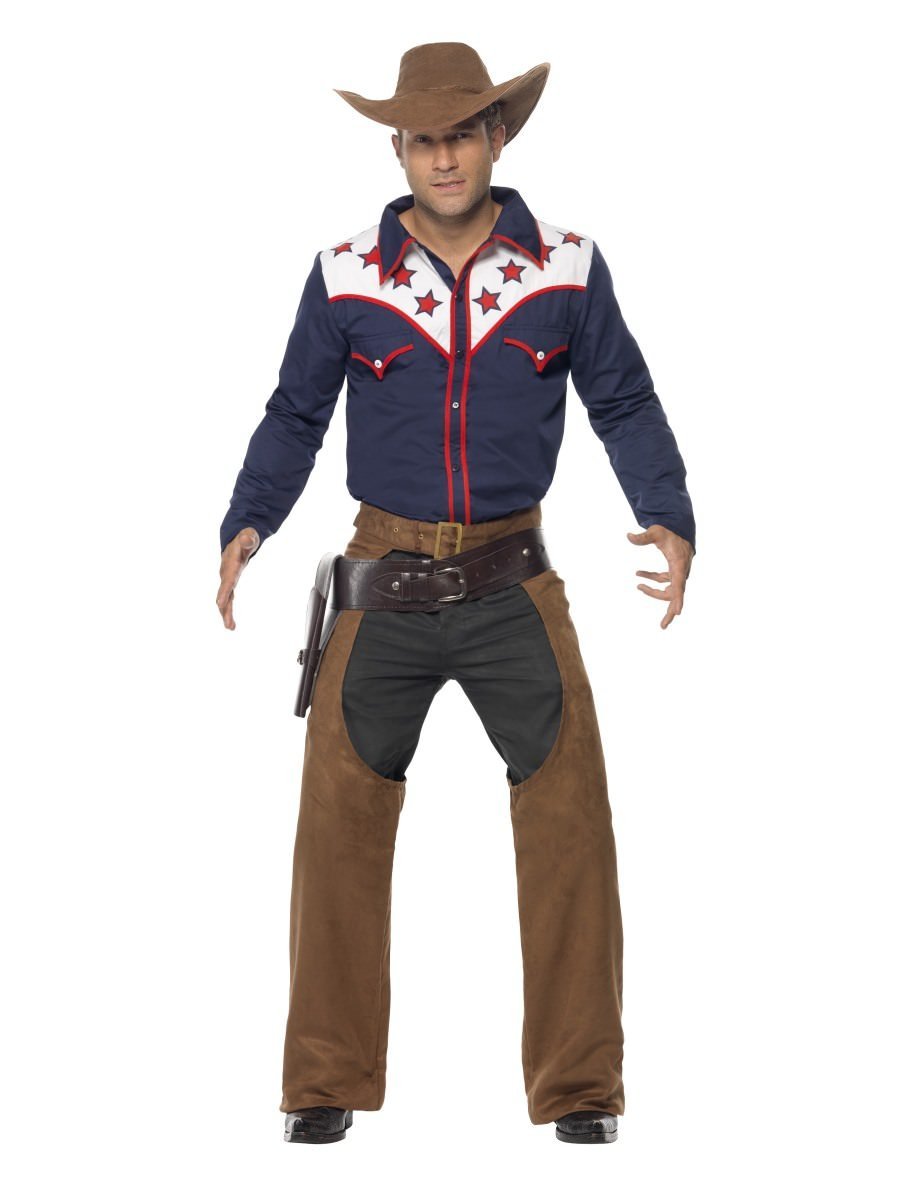 Rodeo Cowboy Costume Adult Blue Brown_1