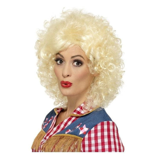 Rodeo Doll Wig Adult Blonde Curls Western Cowgirl Costume Accessory 2