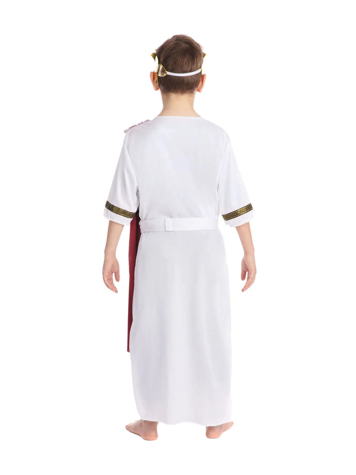 Roman Emperor Childrens Costume White Toga Red Shawl_4