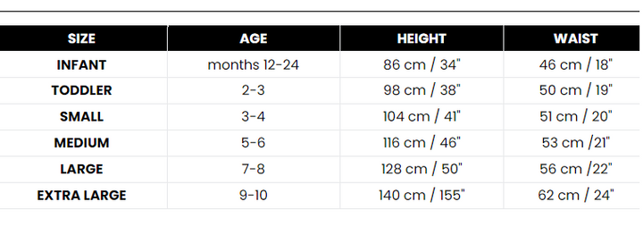 Size Chart Werewolf Costume Kids Shirt and Grey Wolf Mask