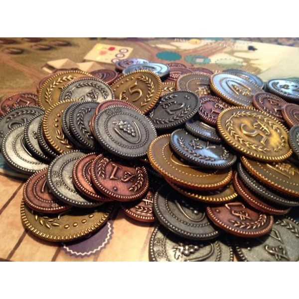 Viticulture 72 Metal Lira Coins for the Board Game
