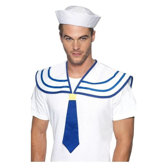 Sailor Neck Tie Adult White Blue 2