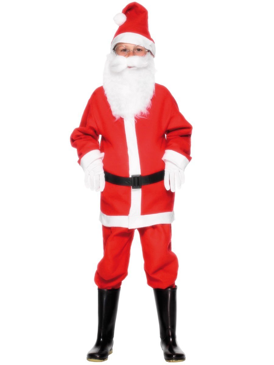 Santa Boy Costume Kids Red White_3