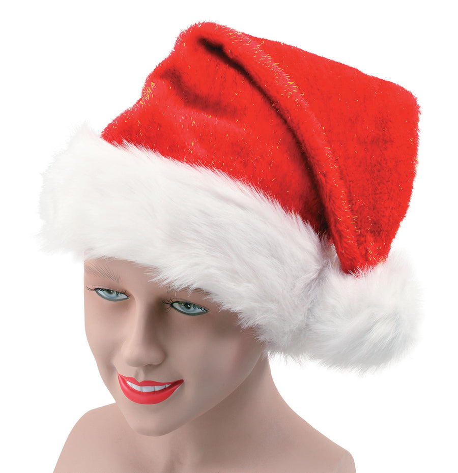 Santa Hat Plush Glitter Christmas Party Headwear_1