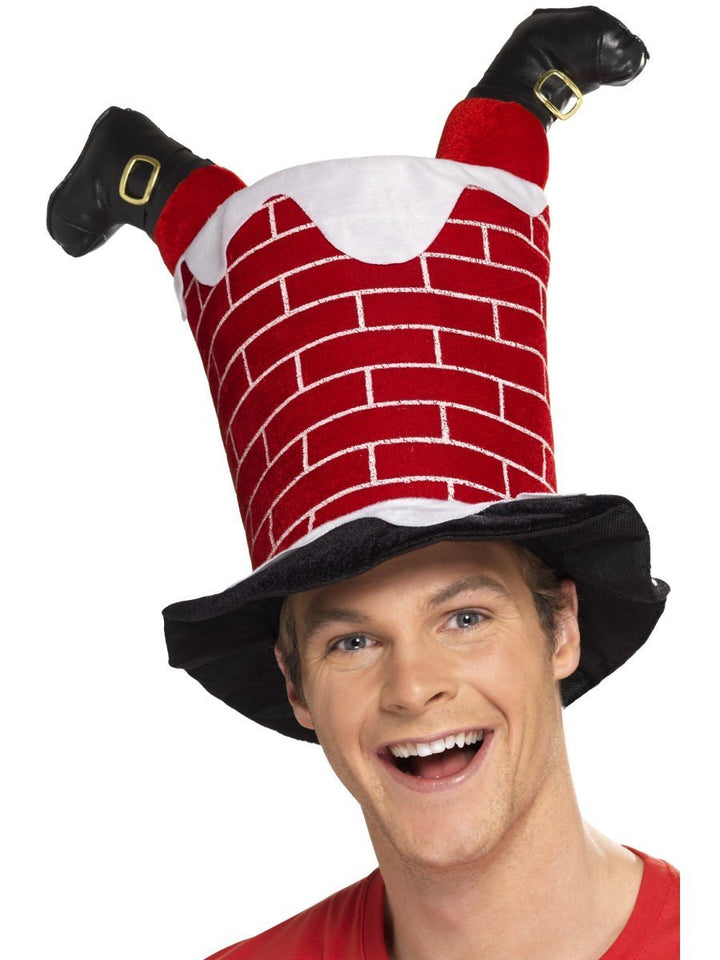 Santa Stuck In Chimney Hat Adult Red Costume Accessory_2