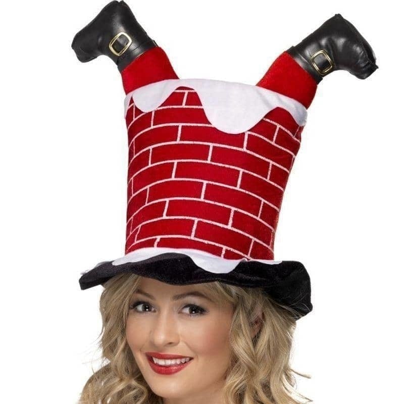 Santa Stuck In Chimney Hat Adult Red Costume Accessory_1