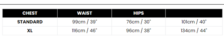 Size Chart Scottish Kilt and Hat Adult Highlander Costume