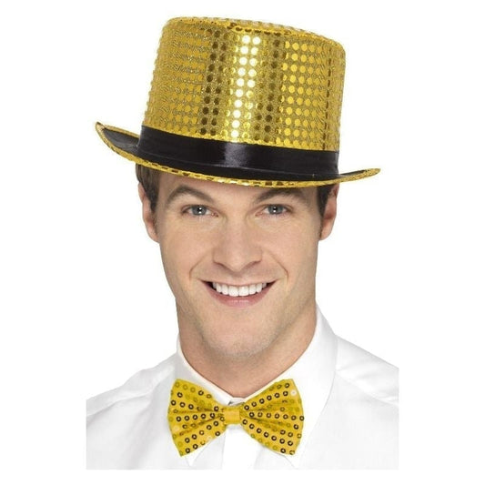 Sequin Top Hat Adult Gold 2
