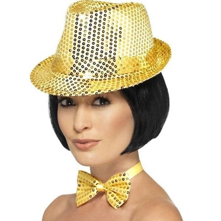 Sequin Trilby Hat Adult Gold_1