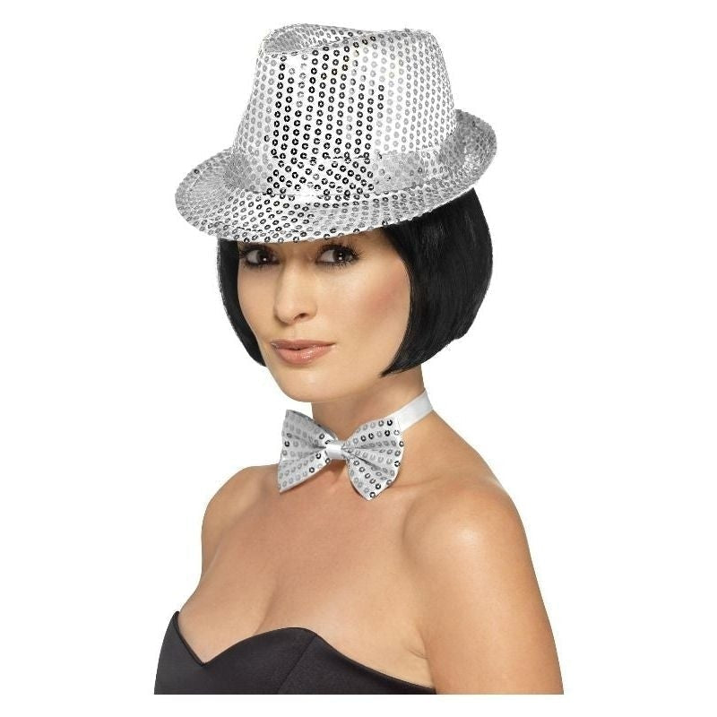 Size Chart Sequin Trilby Hat Adult Silver