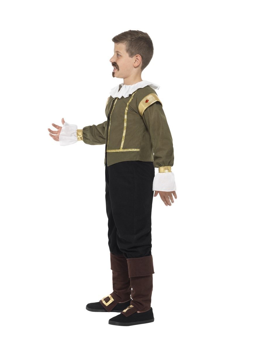 Shakespeare Costume Kids Green Jacket Trousers Bootcovers Tash Goatee_2