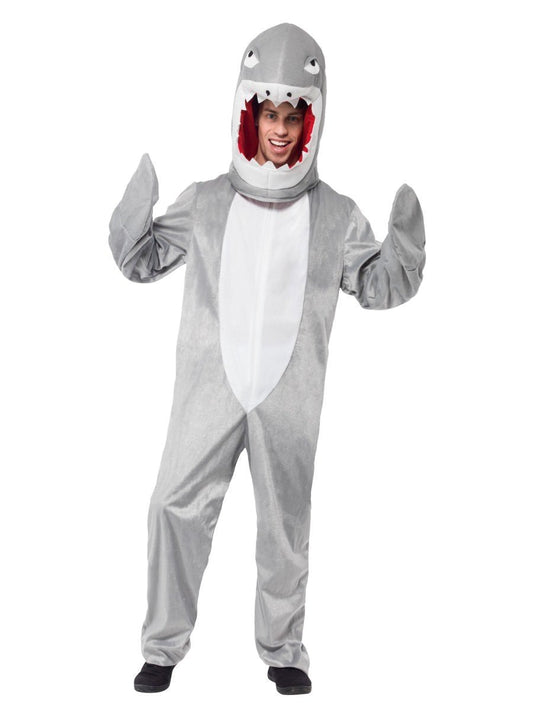 Shark Costume Adult Grey Bodysuit Hood 2