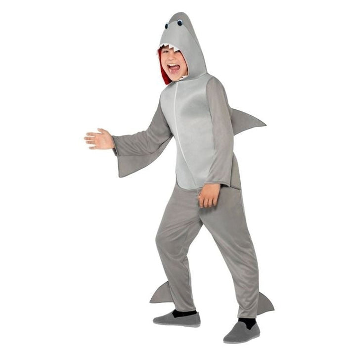 Shark Costume Kids Grey Hooded Jumpsuit_2