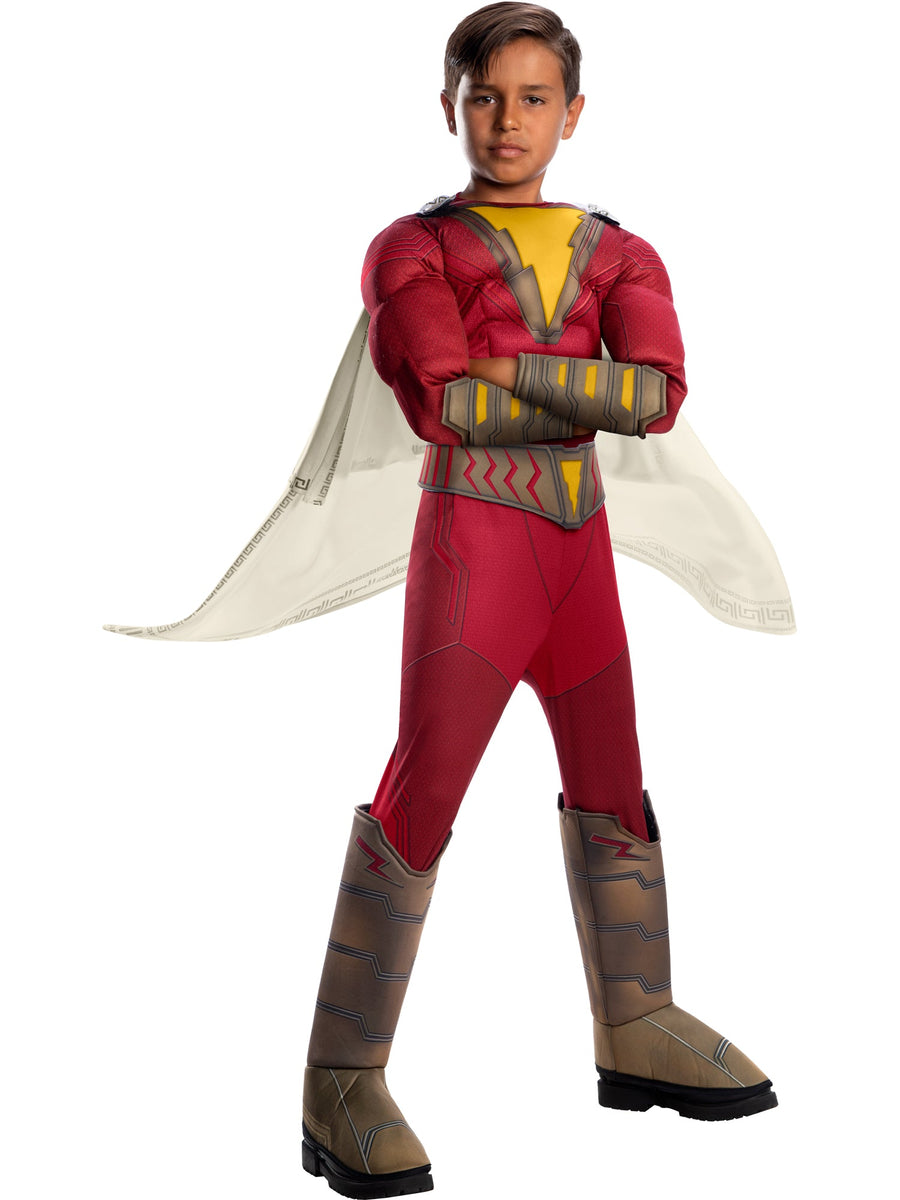 Shazam Costume Movie Childs Deluxe Red Muscle Jumpsuit_1