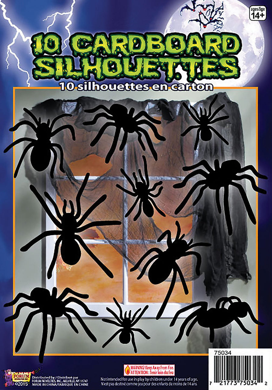 Silhouette Shadow Spiders 10pc Halloween Items Unisex_1