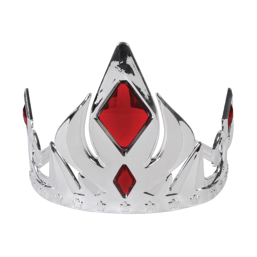Silver Crown Tiara With Red Stones_1