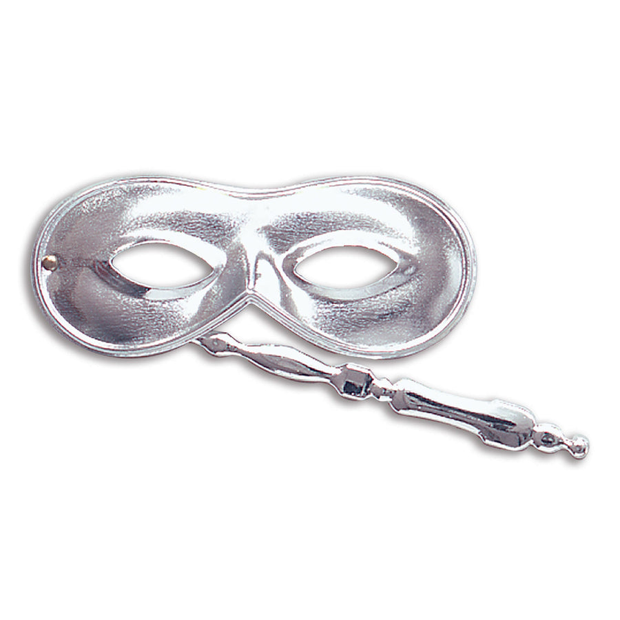 Silver Domino Eye Mask On Stick_1