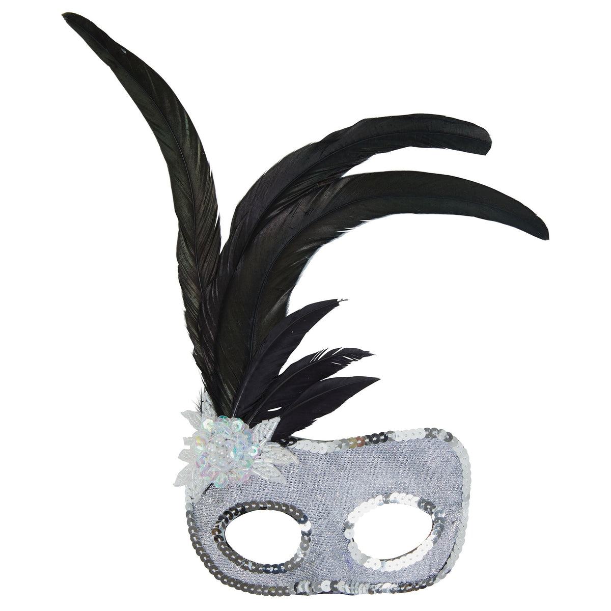 Silver Face Mask With Sequins 1